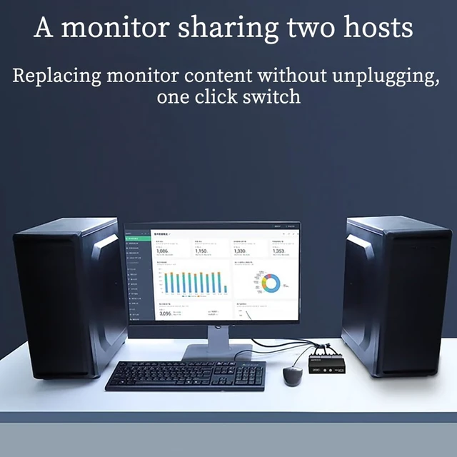 Alt view image 11 of 14 - 2Ports VGA Switcher 1920 * 1080P HD Video Distribution Sharing Monitor Computer Projection Support 2 in 1 Out and 1 in 2 Out
