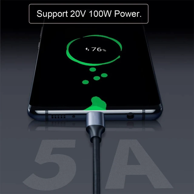 Alt view image 11 of 14 - USB-C USB 3.1 Type C Male to Female Extension Data Cable Left Right Angled 10Gbps 100W with Sleeve for Laptop 2M