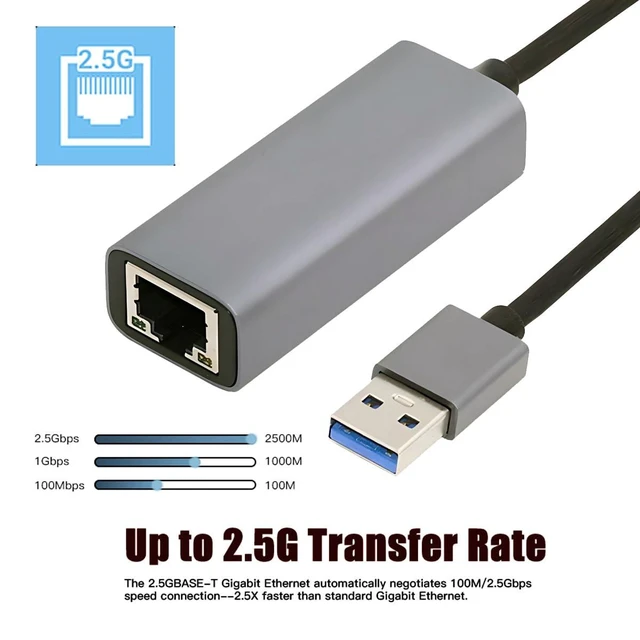 Alt view image 11 of 14 - 2.5Gbps 2500Mbps to USB 3.0 Type-A GBE Gigabit 1000Mbps Ethernet Network LAN Cable Adapter for Desktop Motherboard