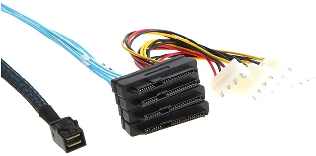 Alt view image 8 of 12 - Mini SAS HD SFF-8643 to 4X SAS SFF-8482 Server Cable 12Gbps Server Internal High-Speed Cable | 30AWG | with Power Cable (19.68, Inches)
