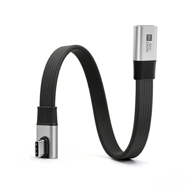 Alt view image 7 of 12 - 90 Degree USB C Extension Cable 7.87inch, 240W & 40Gbps & 8K@60Hz Flat Short USB C Right Angle Cable, USB 4 Extender Compatible for Thunderbolt 4 Laptop,Galaxy, Phone