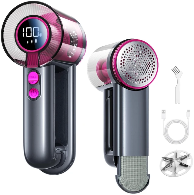 Main image of Rechargeable Fabric Shaver and Lint Remover 2-in-1 1800mAh 3-Speed Sweater Shaver with Digital LED Display Type-C Fast Charging Portable for Clothes Furniture Couches and Blankets