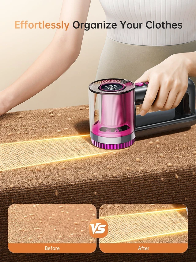 Alt view image 3 of 7 - Rechargeable Fabric Shaver and Lint Remover 2-in-1 1800mAh 3-Speed Sweater Shaver with Digital LED Display Type-C Fast Charging Portable for Clothes Furniture Couches and Blankets