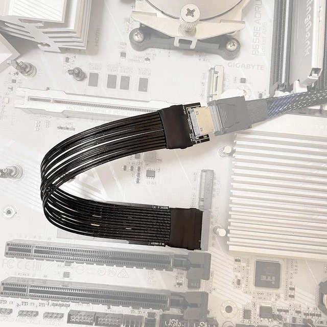 Alt view image 9 of 14 - PCIe 4.0 X4 Extension Cable Compatible with M.2 M Key NVME to Oculink SFF-8611 4iSFF-8612 External gen4 Adapter M2OC1C (15CM)
