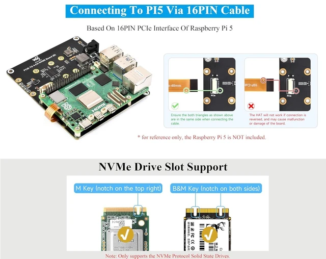 Alt view image 10 of 14 - PCIe to 4-CH M.2 M Key Adapter Board Compatible with Raspberry Pi 5, Support 4-CH NVMe Solid State Drives-2280/2260/2242/2230, Allow Powering Pi 5, Onboard LED Indicators, High-Speed Reading/Writing