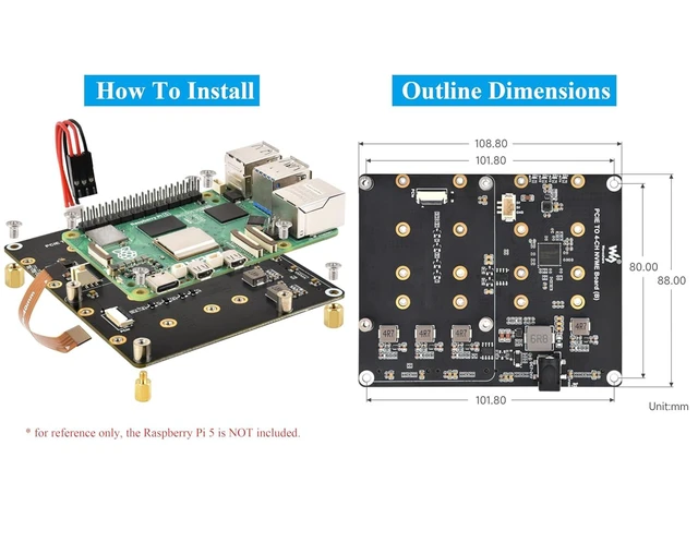 Alt view image 13 of 14 - PCIe to 4-CH M.2 M Key Adapter Board Compatible with Raspberry Pi 5, Support 4-CH NVMe Solid State Drives-2280/2260/2242/2230, Allow Powering Pi 5, Onboard LED Indicators, High-Speed Reading/Writing