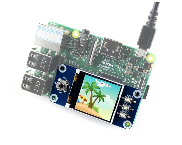 Alt view image 8 of 14 - 1.44inch LCD Display HAT Compatible with Raspberry Pi 5/ 4B/3B+/3B/2B/A+/Zero W/WH/Zero 2 W/Pico/Pico 2W, etc. RGB 65K Color 128 x128 Pixels, SPI Interface, with Embedded Controller