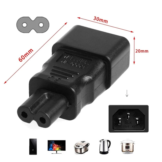 Alt view image 10 of 14 - IEC60320 C14 Male to C7 Female 2Pin Power Extension Adapter AC Convertor Straight Connector