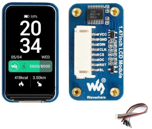 Alt view image 8 of 14 - 1.47inch LCD Display Module, Rounded Corners, 172x320 Resolution, 262K RGB Colors, SPI Interface, IPS Display Compatible with Raspberry Pi 5/ 4B/3B+/3B/2B/A+/Zero W/WH/Zero 2 W/ Pico/Pico 2W, etc.