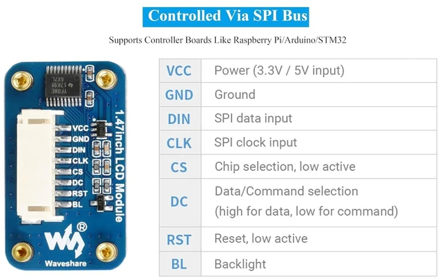 Alt view image 10 of 14 - 1.47inch LCD Display Module, Rounded Corners, 172x320 Resolution, 262K RGB Colors, SPI Interface, IPS Display Compatible with Raspberry Pi 5/ 4B/3B+/3B/2B/A+/Zero W/WH/Zero 2 W/ Pico/Pico 2W, etc.