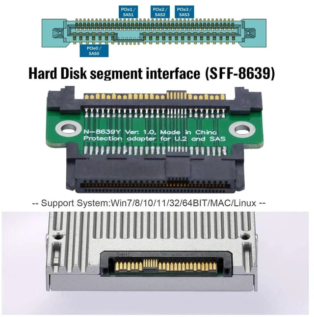 Alt view image 12 of 14 - SFF-8639 NVME U.2 U2 PCIe 4.0 SSD Adapter Male to Female Extension 68pin PCI Express PCBA