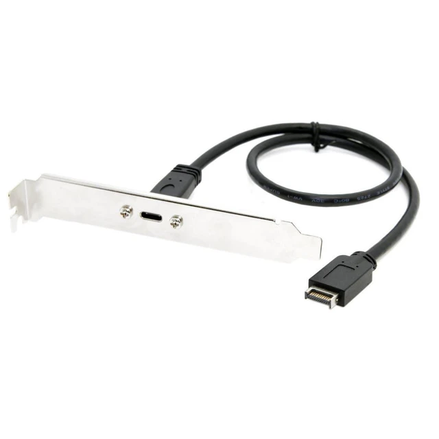 Alt view image 8 of 14 - USB 3.1 Gen 2 10Gbps USB Type-E Motherboard to USB C Front Panel Header Extension Cable Adapter with 12cm PCI-E Bracket