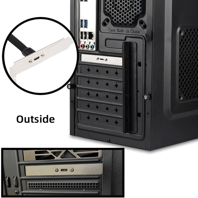 Alt view image 9 of 14 - USB 3.1 Gen 2 10Gbps USB Type-E Motherboard to USB C Front Panel Header Extension Cable Adapter with 12cm PCI-E Bracket