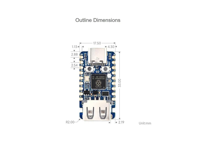 Alt view image 14 of 14 - RP2350 USB Mini Development Board Based on Raspberry Pi RP2350 Dual-core & Dual-Architecture Microcontroller, 150MHz Operating Frequency, Onboard USB Ports