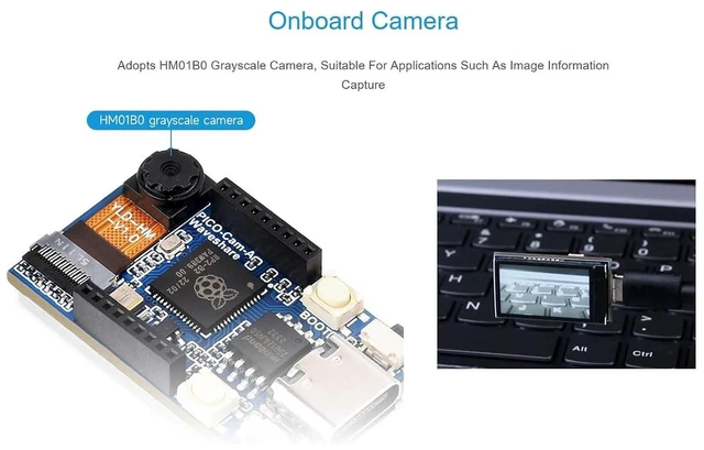 Alt view image 9 of 12 - RP2040 Camera MCU Board Based on Raspberry Pi RP2040 Microcontroller, RP2040 Camera Dev Board Onboard HM01B0 Grayscale Camera and 1.14inch IPS LCD Display, Type-C Connector