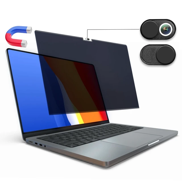 Alt view image 8 of 14 - Magnetic Privacy Screen for MacBook Pro 14 inch (2021-2025 M1-M4 Max), Anti-Glare, Blue Light Protector, Scratch Resistant, Removable Laptop Filter Private Shield & Webcam Cover