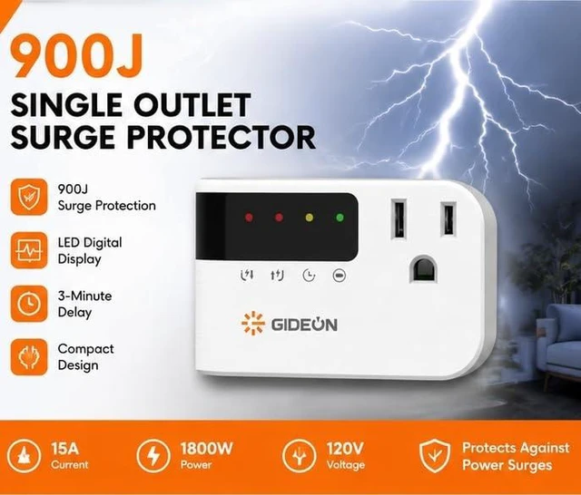 Alt view image 9 of 14 - Refrigerator Surge Protector, Single Outlet Voltage Protector with Digital Display, 900J Over & Under Voltage Protection for Refrigerator, Air Conditioner, TV & Home Appliances, 120V 15A 1800W