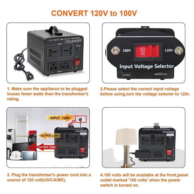Alt view image 9 of 12 - 1000W US 120V to 100V JP Japan Voltage Converter Step Down/Up Transformer Ideal for Japanese turntable/rice cooker/mochi maker/player/cassette deck/heater/dehumidifier/slot machine, etc