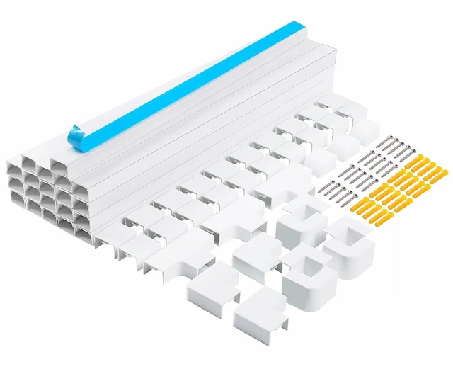 Alt view image 8 of 14 - Cord Hider, 315 Inch Cable Cover Raceway Kit for Cable Management, Wire Covers for Cords, Cord Covers for Wires on Wall, Simple and Easy Installation, 20 Pack Wire Hider, White