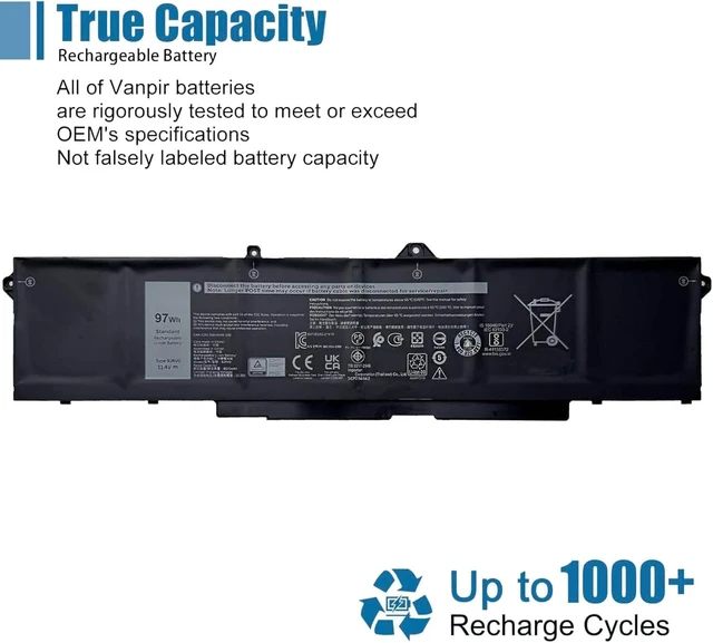 Alt view image 12 of 14 - 9JRV0 Laptop Battery Replacement for Dell Latitude 5521 5531 Precision 3561 3571 3581 3591 Series Notebook 05RGW 0R05P0 11.4V 97Wh 8071mAh