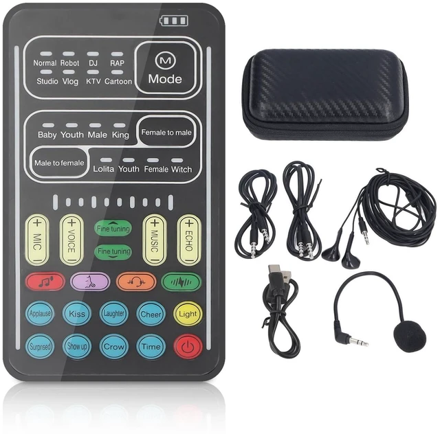Alt view image 8 of 14 - I9 Voice Changer, Portable Real-Time Sound Modulator for Gaming & Streaming 8 voice/sound effects, plug & play, LED lights,3.5mm connection,for,Xbox,PC, Switch, iOS & Android
