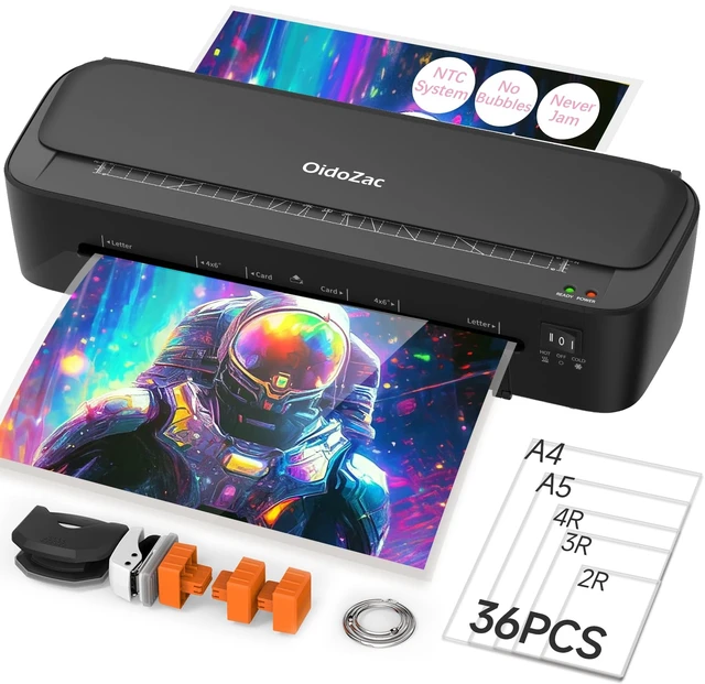 Alt view image 8 of 14 - Laminator Machine, 11 in 1 Laminating Never Jam Technology with 36 Laminating Sheets, 9 Inch Thermal Laminator A4 Laminating Machine Hot & Cold Mode for Home Office School Black