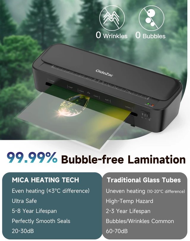 Alt view image 10 of 14 - Laminator Machine, 11 in 1 Laminating Never Jam Technology with 36 Laminating Sheets, 9 Inch Thermal Laminator A4 Laminating Machine Hot & Cold Mode for Home Office School Black