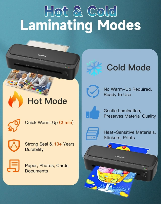 Alt view image 13 of 14 - Laminator Machine, 11 in 1 Laminating Never Jam Technology with 36 Laminating Sheets, 9 Inch Thermal Laminator A4 Laminating Machine Hot & Cold Mode for Home Office School Black