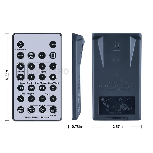 Alt view image 11 of 12 - Universal Replacement Remote Control Fits for Bose Wave Sound Touch Music Radio System I II III IV, AWRCC2 AWRCC3 AWRCC1 AWRCC4 AWRCC6 Wave Music System