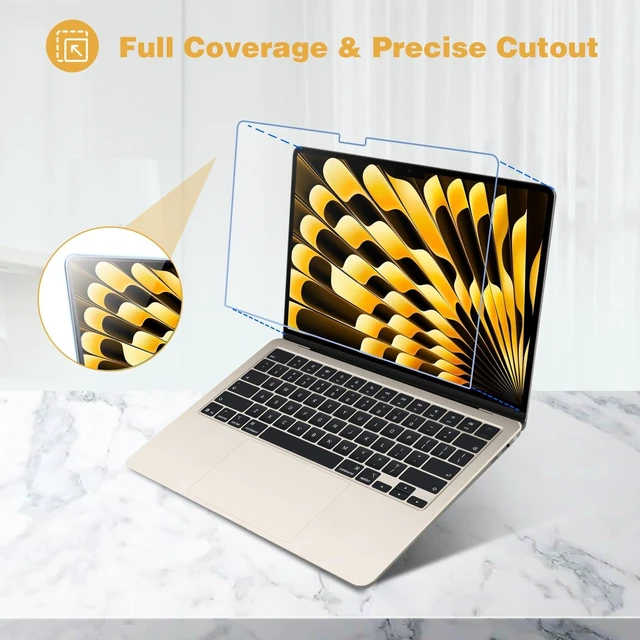 Alt view image 10 of 14 - 2 Pack Screen Protector for 15" MacBook Air 2026-2023 9H HD Clear Tempered Glass Anti-Scratch Bubble-Free Film Guard Screen Protector for MacBook Air 15 Inch 2026-2023 M5-M2