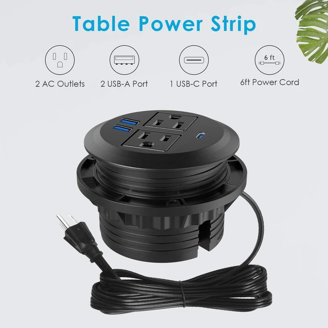 Alt view image 8 of 12 - Recessed Power Grommet with AC Outlets, 20W USB-C,Flush-Mount,Black 3inch Hole Flush-Mount for Desktop,Workspace Essential Desk Outlet,ETL Listed