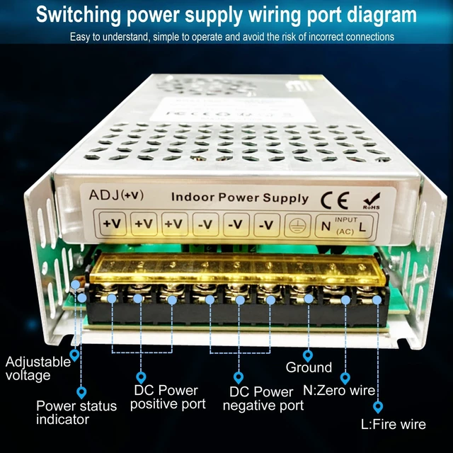 Alt view image 12 of 14 - 12V 50A 600W DC Switching Power Supply, Universal Regulated Switching AC110V/220V (SMPS), 12 Volt Power Supply for LED Strip Light, CCTV Camera Security System,Computer Project