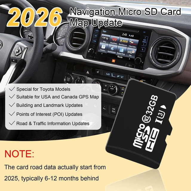 Alt view image 12 of 14 - 2026 Latest Navigation SD Card GPS Map Update 86271-0E077 for Toyota Highlander, Tacoma, Sienna, RAV4, Tundra, 4Runner, Prius, Venza, Mirai, Corolla, Camry, Avalon, Toyota Map Card for USA/Canada
