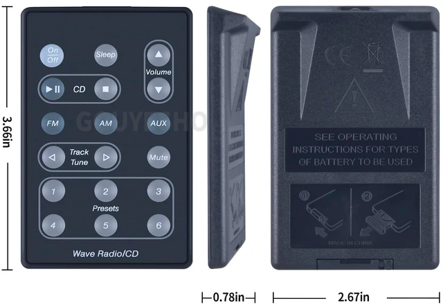 Alt view image 11 of 12 - Replacement Remote Control for Bose A5 Wave Radio/CD Player AWRC-1P AWRC-P1 AWRC-1W AWRC-1G AWRC1P 193334-B10 193334-B02