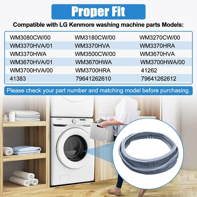 Alt view image 12 of 14 - Upgraded MDS47123619 WM3500CW WM3370HWA WM3700HVA WM3270CW WM3670HWA Washer Door Gasket Compatible with LG Front Load Washer Door Seal AGF75223080 AP6236842 LG Washer Door Gasket Washing Machine Parts