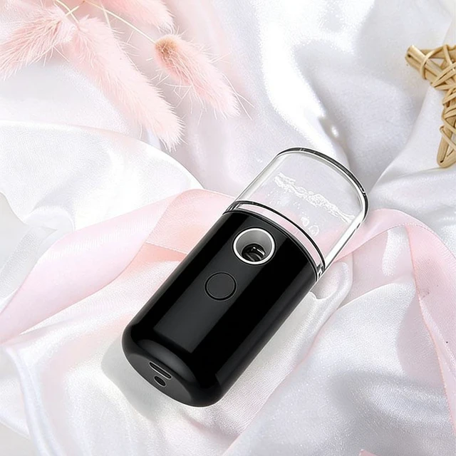 Alt view image 5 of 8 - SOEWIOU Nano Mist Facial Sprayer, Portable Mini Humidifier, Black BallShaped Rechargeable Moisturizing Beauty Device
