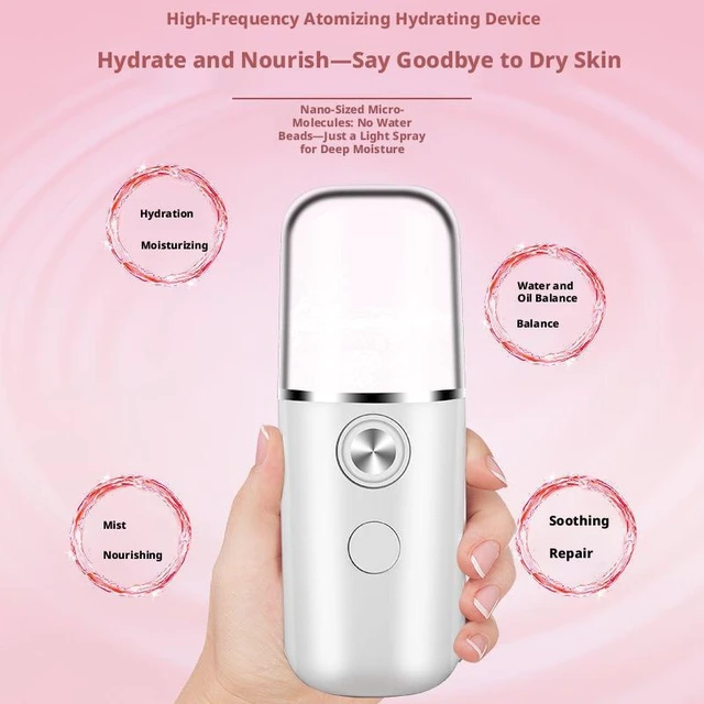 Alt view image 6 of 8 - SOEWIOU Nano Mist Facial Sprayer, Portable Mini Humidifier, Black BallShaped Rechargeable Moisturizing Beauty Device