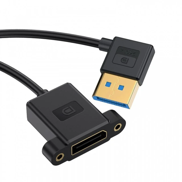 Alt view image 9 of 14 - SOEWIOU Ultrafine Left Angled DisplayPort 1.4 DP Male to Female Extension Cable 8K 60hz 4K 144hz for Desktop Laptop Monitor Graphics Card 30cm