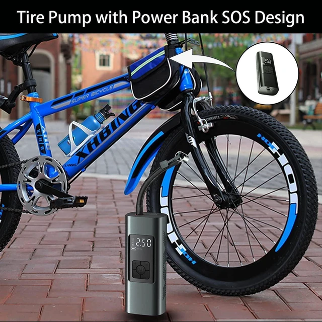 Alt view image 3 of 7 - Portable Tire Inflator Air Compressor 12 Volt Rechargeable Electric Air Pump 6000mA Battery 140PSI Digital Pressure Gauge Auto-Stop Power Bank SOS Indicator for Car Bike Balls