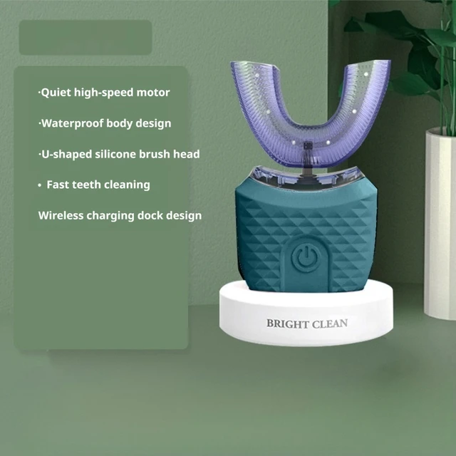 Alt view image 6 of 8 - SOEWIOU U-Shaped Electric Toothbrush for Adults, Automatic Sonic Tooth Cleaner, Soft Bristles, Rechargeable, Waterproof, Green