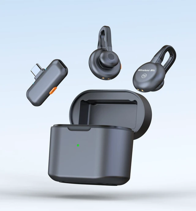 Alt view image 2 of 2 - SOEWIOU S18 1-to-2 Wireless Lavalier Microphone with Charging Case, Noise Canceling Clip-on Lapel Mic, Portable Audio Recording Mic for Phone Live Streaming, Interview & Vlog