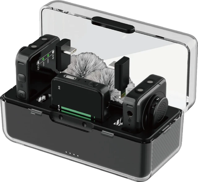 Alt view image 3 of 4 - SOEWIOU M29 Wireless Lavalier Microphone 1 TX 2 RX, Built-in Sound Card, Noise Reduction, Compatible with Phone & Computer, All-in-One Live Streaming Kit for Recording Broadcast TikTok YouTube