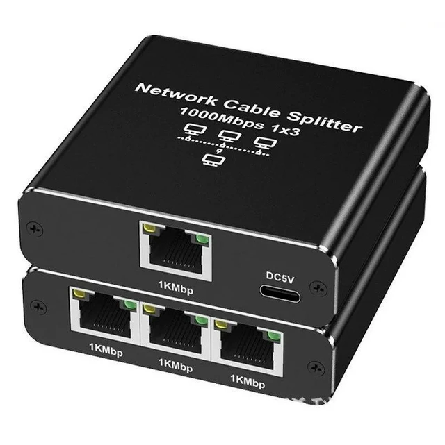 Alt view image 4 of 6 - SOEWIOU Gigabit Ethernet Splitter, RJ45 Full Gigabit Network Distributor 1 In 2 / 1 In 3 / 1 In 4 Port LAN Cable Splitter for Home Office Router Monitoring