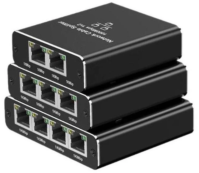 Alt view image 5 of 6 - SOEWIOU Gigabit Ethernet Splitter, RJ45 Network Adapter 1 In 2 / 1 In 3 / 1 In 4 Port Full Gigabit LAN Cable Distributor for Home Office Router