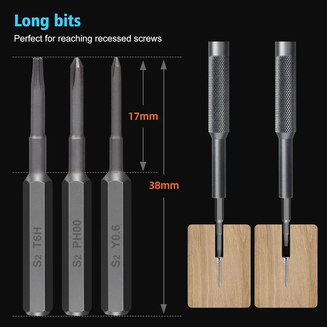 Alt view image 12 of 14 - SOEWIOU Small Screwdriver Set 39 in 1 Precision Screwdriver Set, Electronics Tool Kit Screwdriver Kit - PC, Laptop, RC, Computer, Phone Repair Kit, S2 Steel Long Bits - Torx, Pentalobe, Triwing