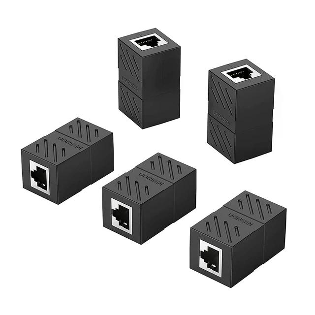 Alt view image 8 of 14 - SOEWIOU RJ45 Coupler Ethernet Extender Connector 5 Pack Inline Coupler Cat7 Cat6 Cat5e Ethernet Cable Adapter Female to Female Black