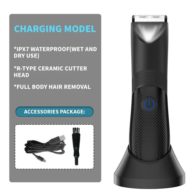 Alt view image 7 of 10 - SOEWIOU Men's Electric Body Hair Trimmer, Ceramic Blade, Digital Display, Waterproof, for Private Parts, Underarms & Groin Grooming