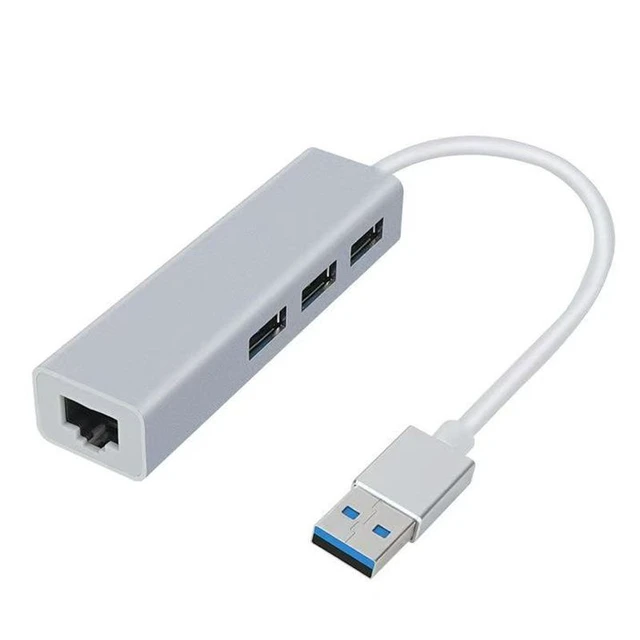 Alt view image 2 of 2 - SOEWIOU USB 3.0 HUB + Gigabit Ethernet Adapter, Driver-Free, USB to RJ45 Wired Network Card, Type-C Compatible for Laptops, Tablets & Desktop PCs
