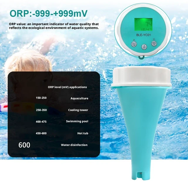 Alt view image 10 of 10 - SOEWIOU Floating Pool Water Tester, 6-in-1 PH/EC/TDS/ORP/Free Chlorine/Residual Chlorine Detector, Bluetooth APP Smart Water Quality Analyzer