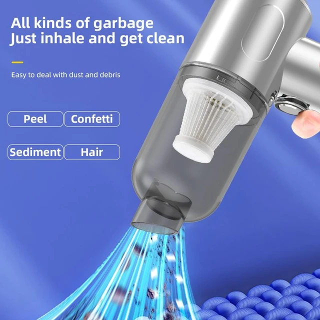 Alt view image 10 of 10 - SOEWIOU 3-in-1 Handheld Car Vacuum Cleaner, High Power Mini Cordless Vacuum, Rechargeable Blow & Suction Cleaner with LED Light for Car Interior Home Cleaning